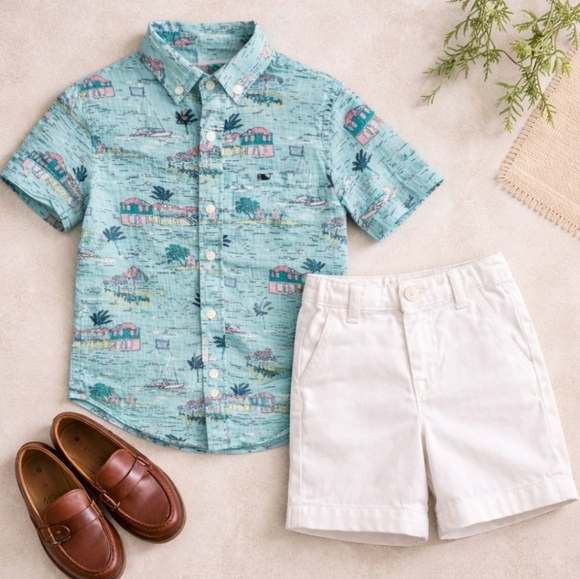 *HOST PICK * Vineyard Vines Boys L Whale Shirt “Whale Island” Coastal Print - Picture 4 of 10